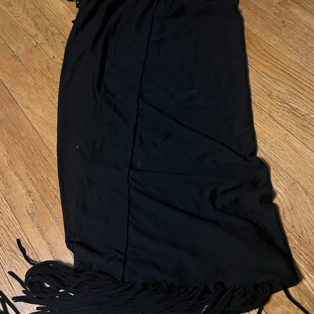 Chic Black Fringe Scarf